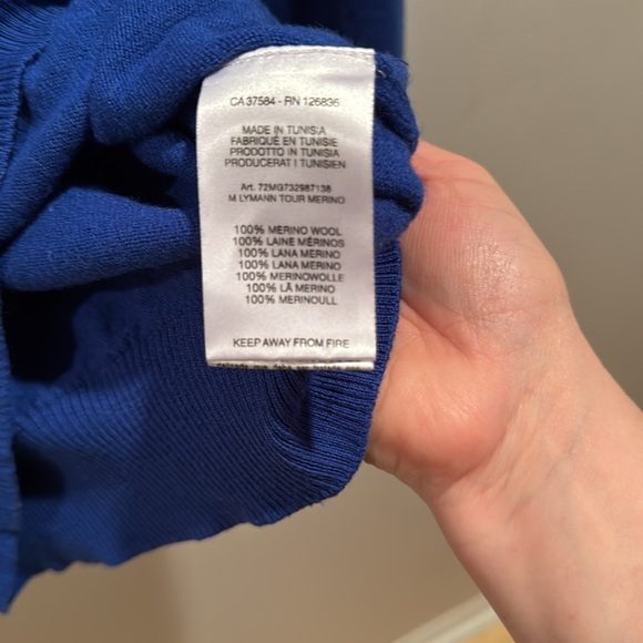 J Lindeberg Small Electric Blue Merino Wool V neck St - Picture 5 of 6